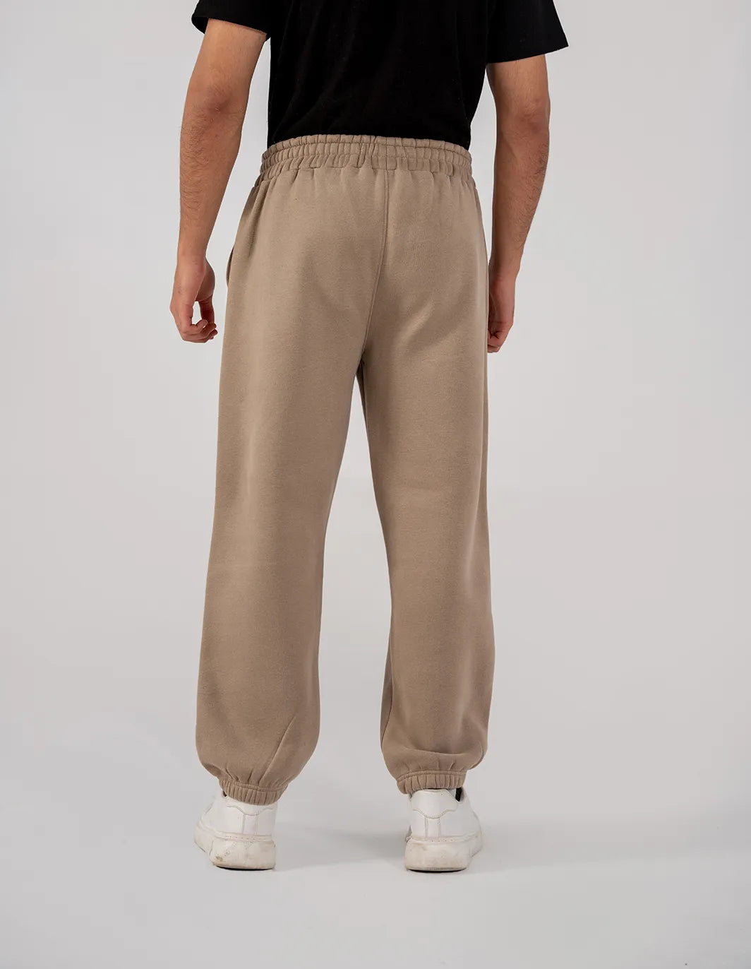 Men's Fleece Elasticated Leg Opening Trousers (Taupe Brown)