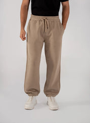 Men's Fleece Elasticated Leg Opening Trousers (Taupe Brown)