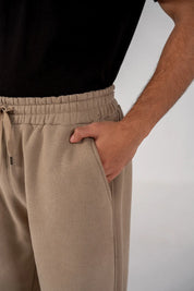 Men's Fleece Elasticated Leg Opening Trousers (Taupe Brown)