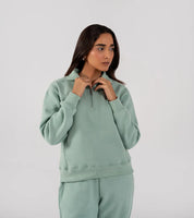 Ladies Fleece Half Zipper (Light Teal)