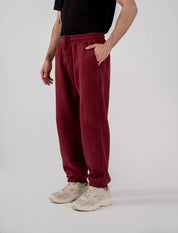 Men's Fleece Elasticated Leg Opening Trousers (Burgundy)