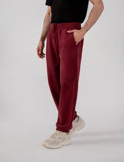 Men's Fleece Elasticated Leg Opening Trousers (Burgundy)