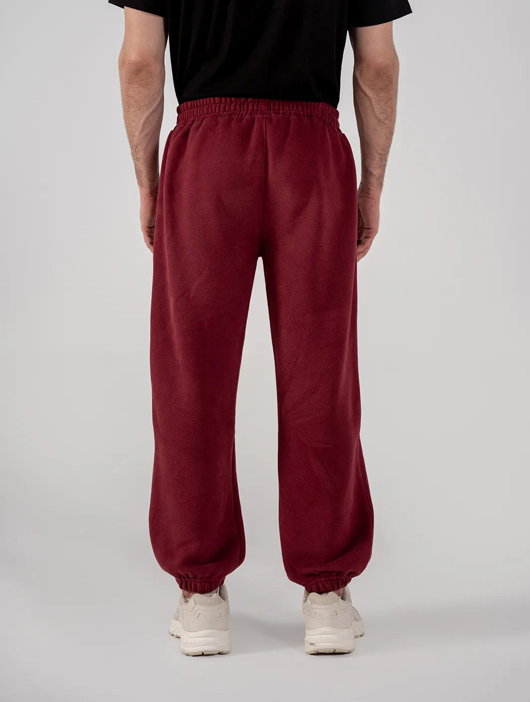 Men's Fleece Elasticated Leg Opening Trousers (Burgundy)