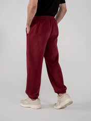 Men's Fleece Elasticated Leg Opening Trousers (Burgundy)