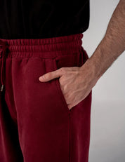 Men's Fleece Elasticated Leg Opening Trousers (Burgundy)