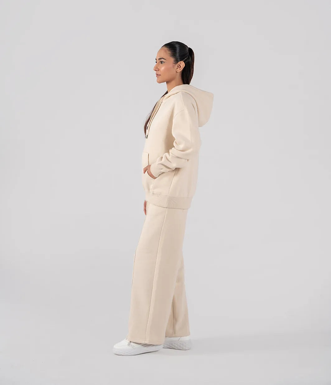 Ladies Fleece Hoodie (Ivory)