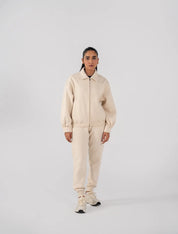 Ladies Collar Zip Jacket (Ivory)