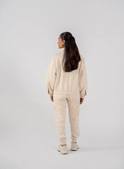 Ladies Collar Zip Jacket (Ivory)