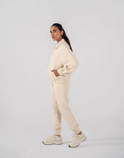 Ladies Collar Zip Jacket (Ivory)