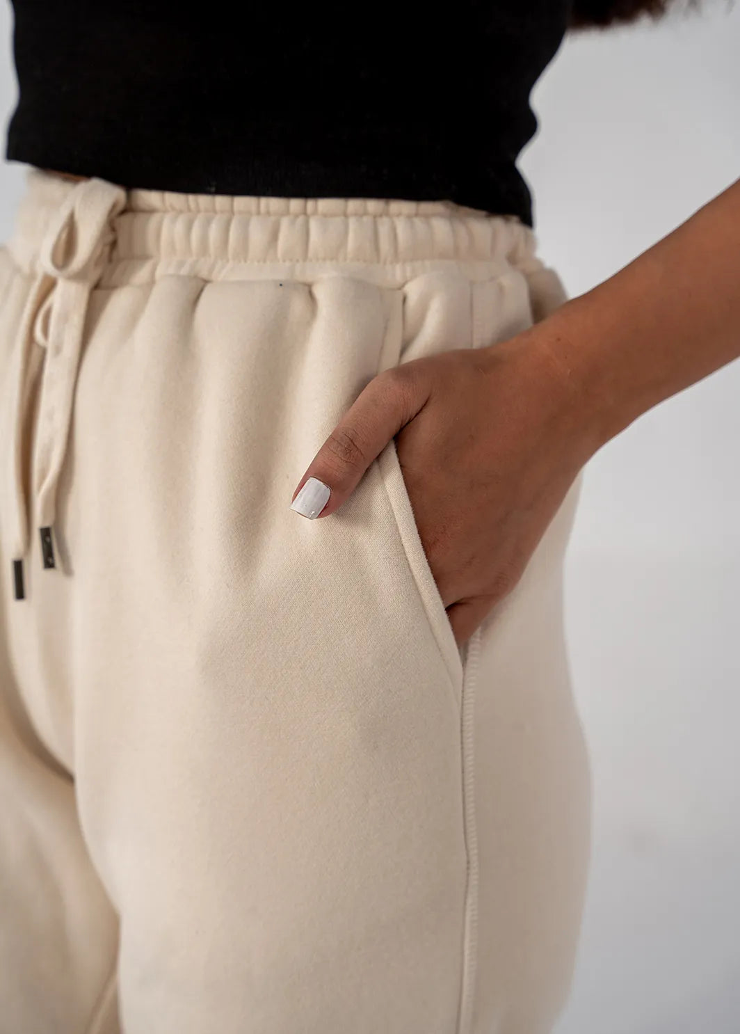 Ladies Fleece Elasticated Trouser (Ivory)