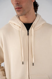 Men's Fleece Zipper Hoodie (Ivory)