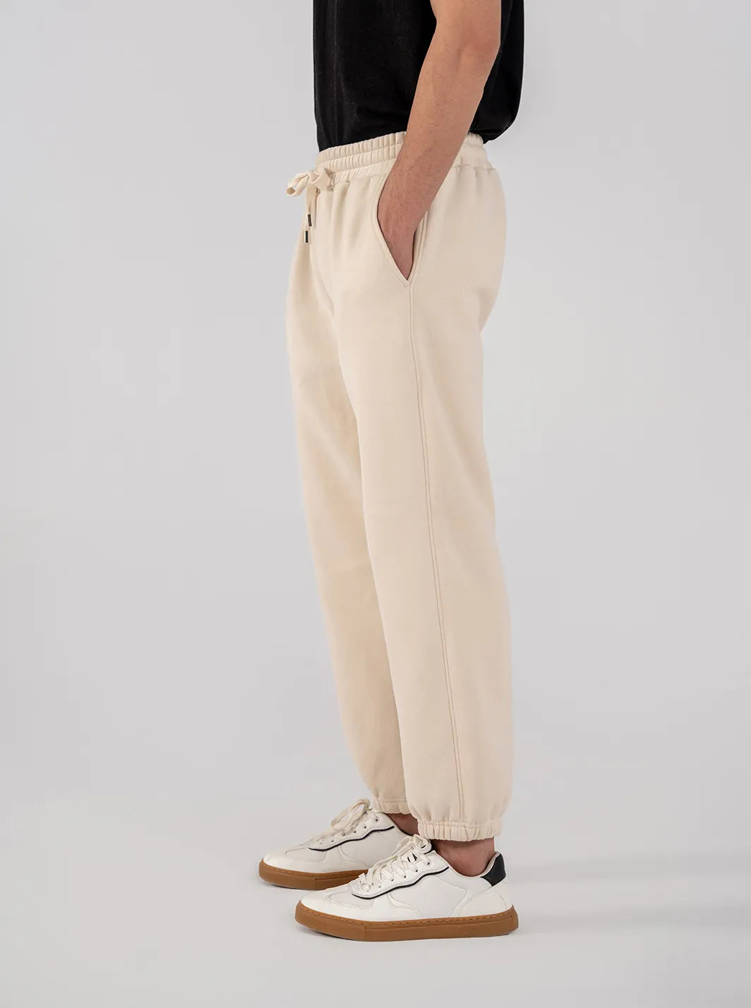 Men's Fleece Elasticated Leg Opening Trousers (Ivory)