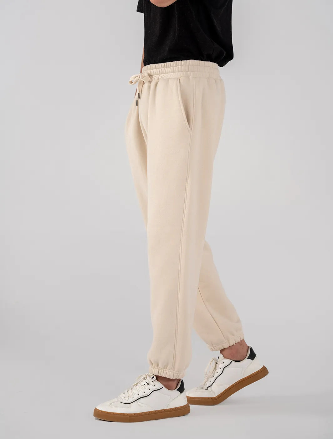 Men's Fleece Elasticated Leg Opening Trousers (Ivory)