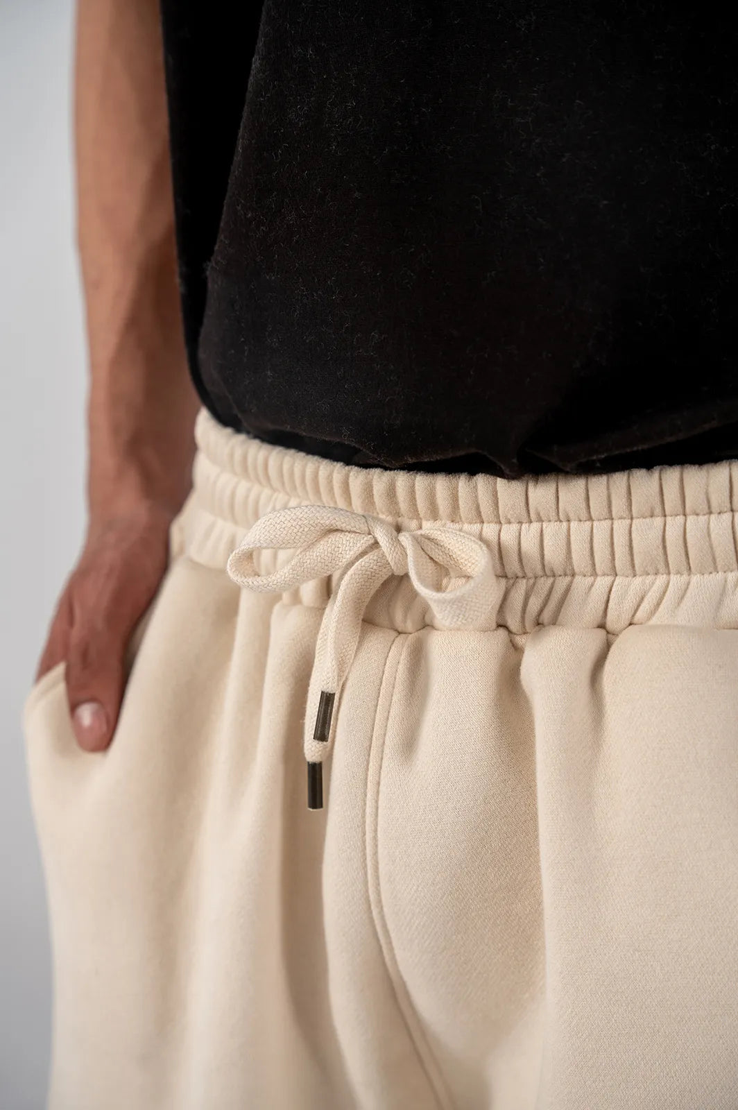 Men's Fleece Elasticated Leg Opening Trousers (Ivory)