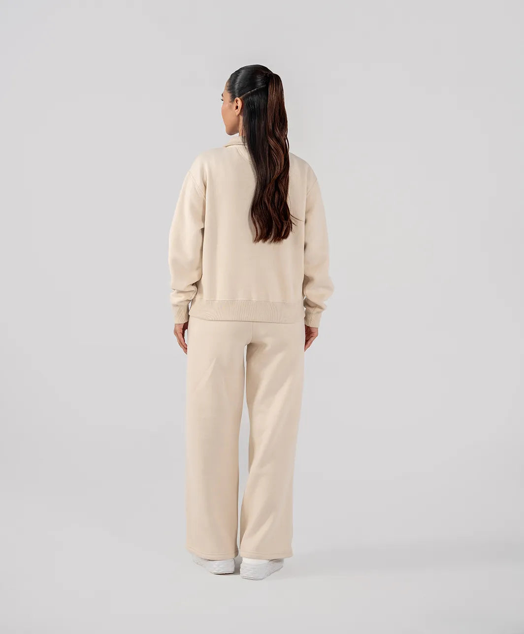 Ladies Fleece Half Zipper (Ivory)