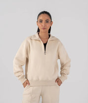 Ladies Fleece Half Zipper (Ivory)