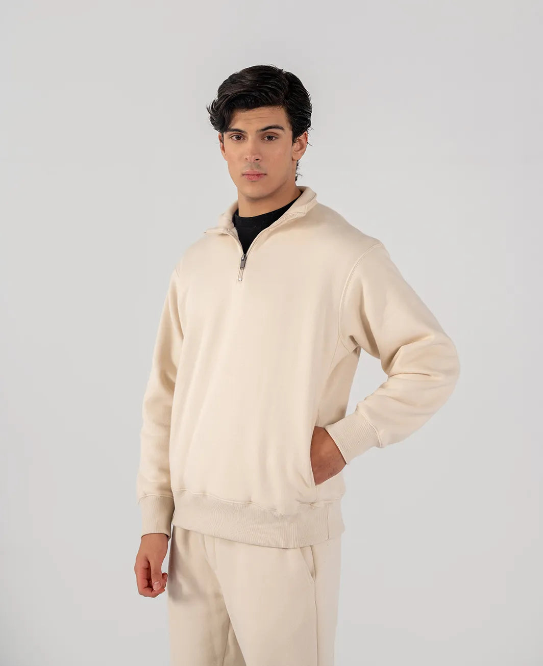 Men's Fleece Half Zipper (Ivory)