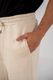 Men's Fleece Straight Cut Trousers (Ivory)