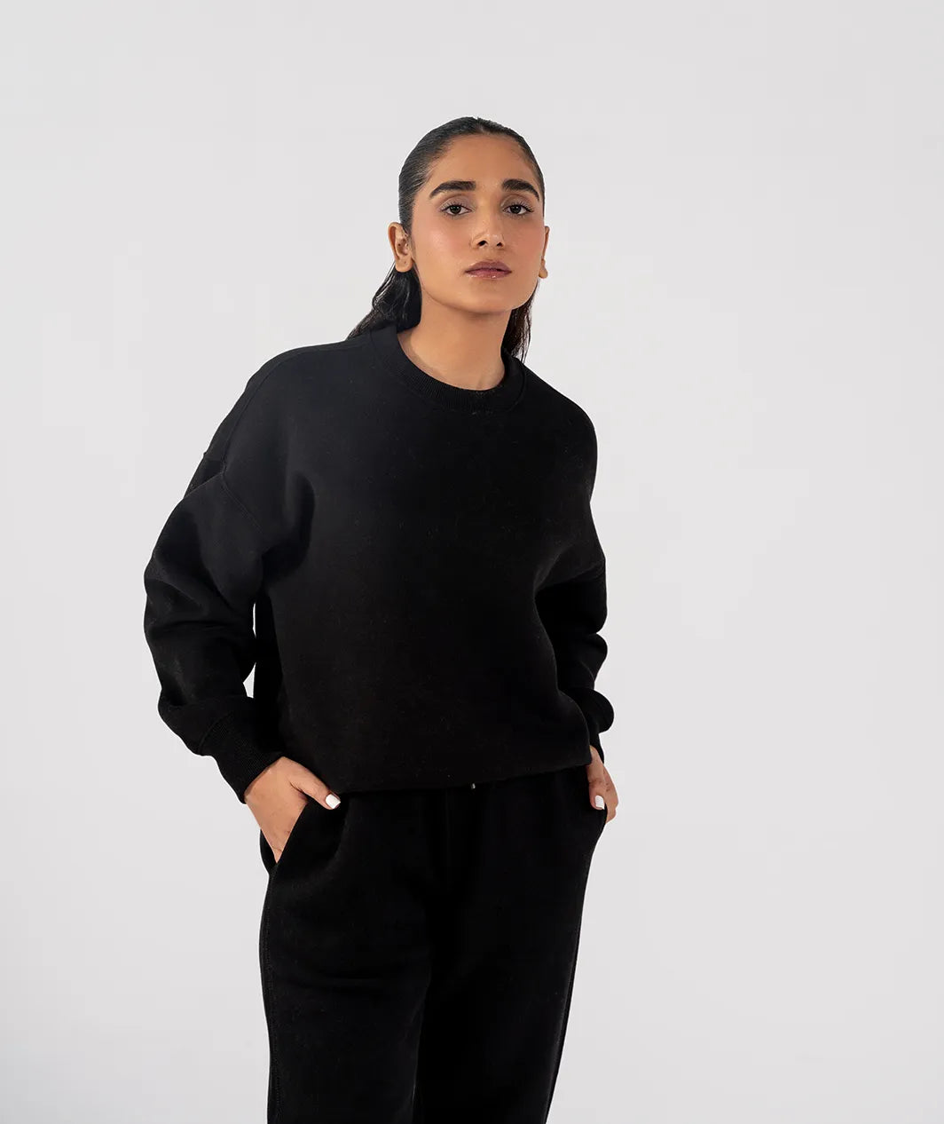 Ladies Fleece Sweatshirt (Black)