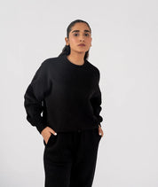 Ladies Fleece Sweatshirt (Black)