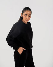 Ladies Fleece Sweatshirt (Black)
