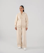 Ladies Fleece Zipper Hoodie (Ivory)