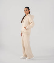 Ladies Fleece Zipper Hoodie (Ivory)