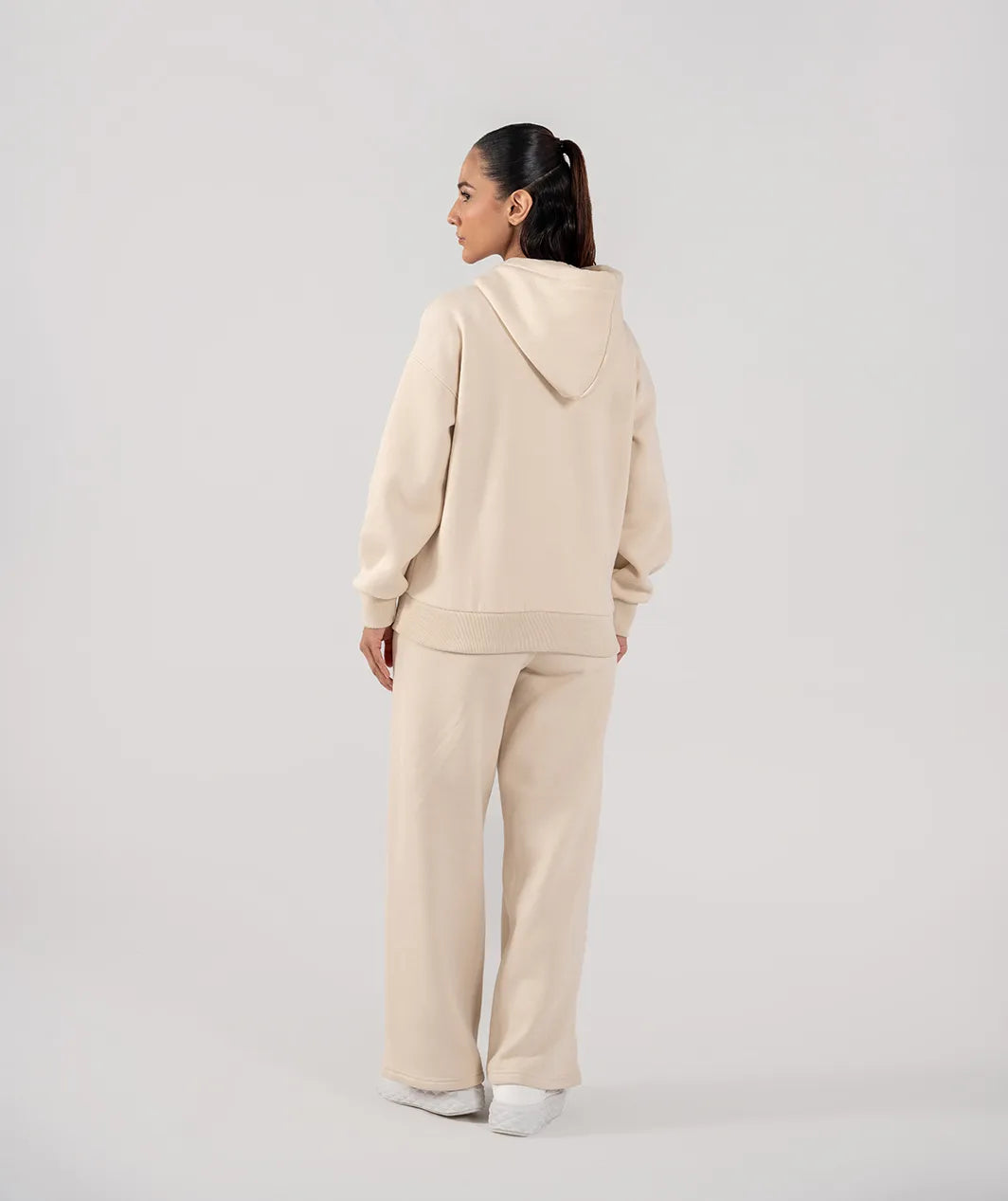 Ladies Fleece Zipper Hoodie (Ivory)