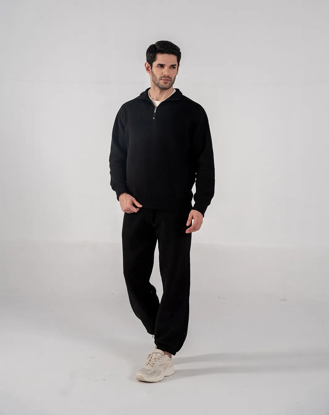 Men's Fleece Half Zipper (Black)