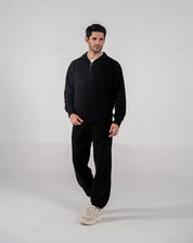 Men's Fleece Half Zipper (Black)