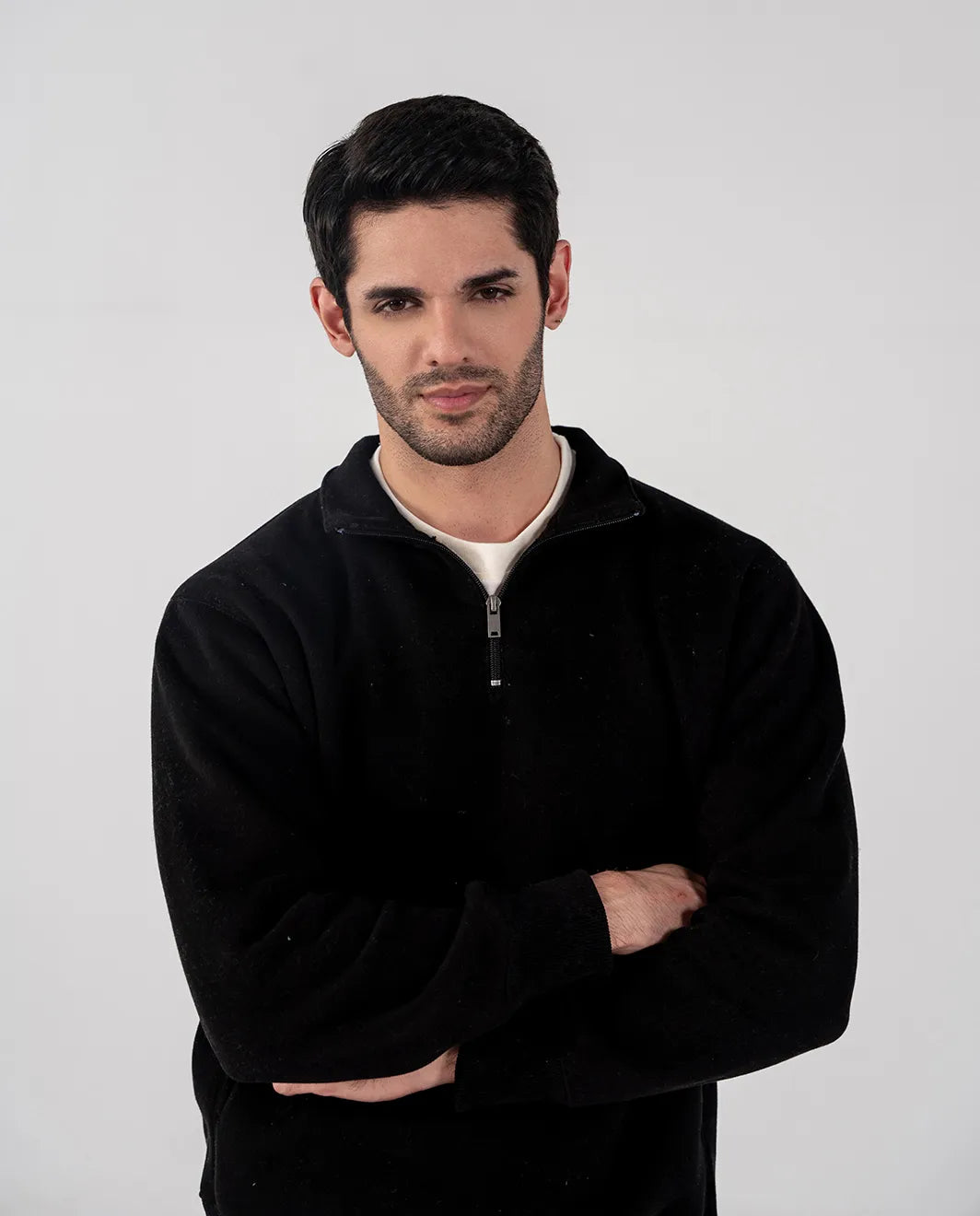 Men's Fleece Half Zipper (Black)