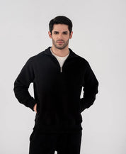 Men's Fleece Half Zipper (Black)