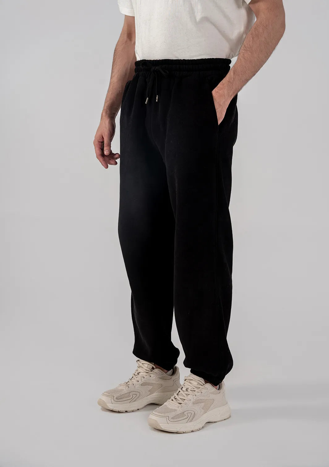 Men's Fleece Elasticated Leg Opening Trousers (Black)