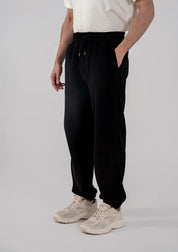 Men's Fleece Elasticated Leg Opening Trousers (Black)