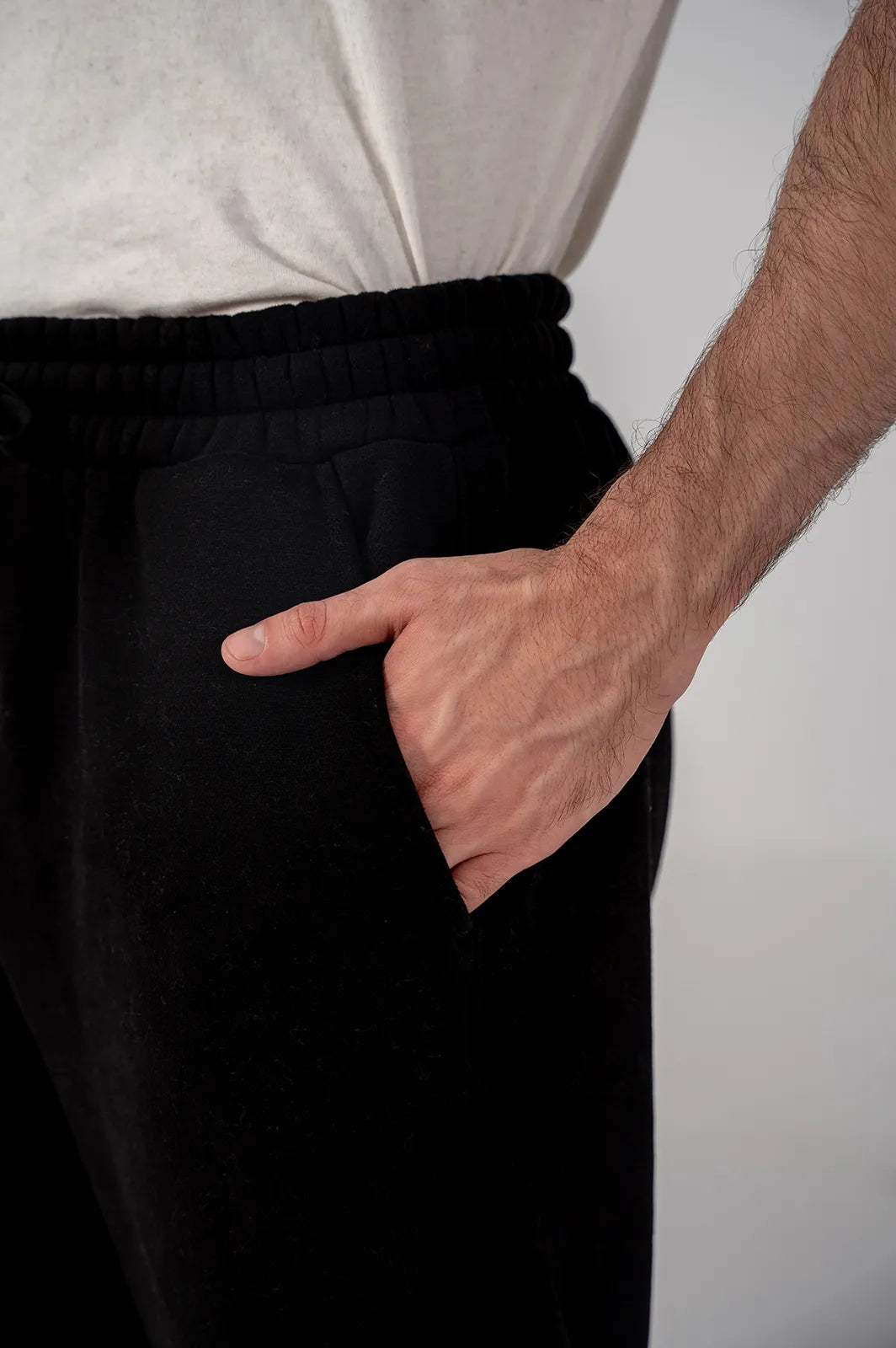 Men's Fleece Elasticated Leg Opening Trousers (Black)