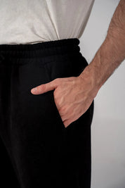 Men's Fleece Elasticated Leg Opening Trousers (Black)