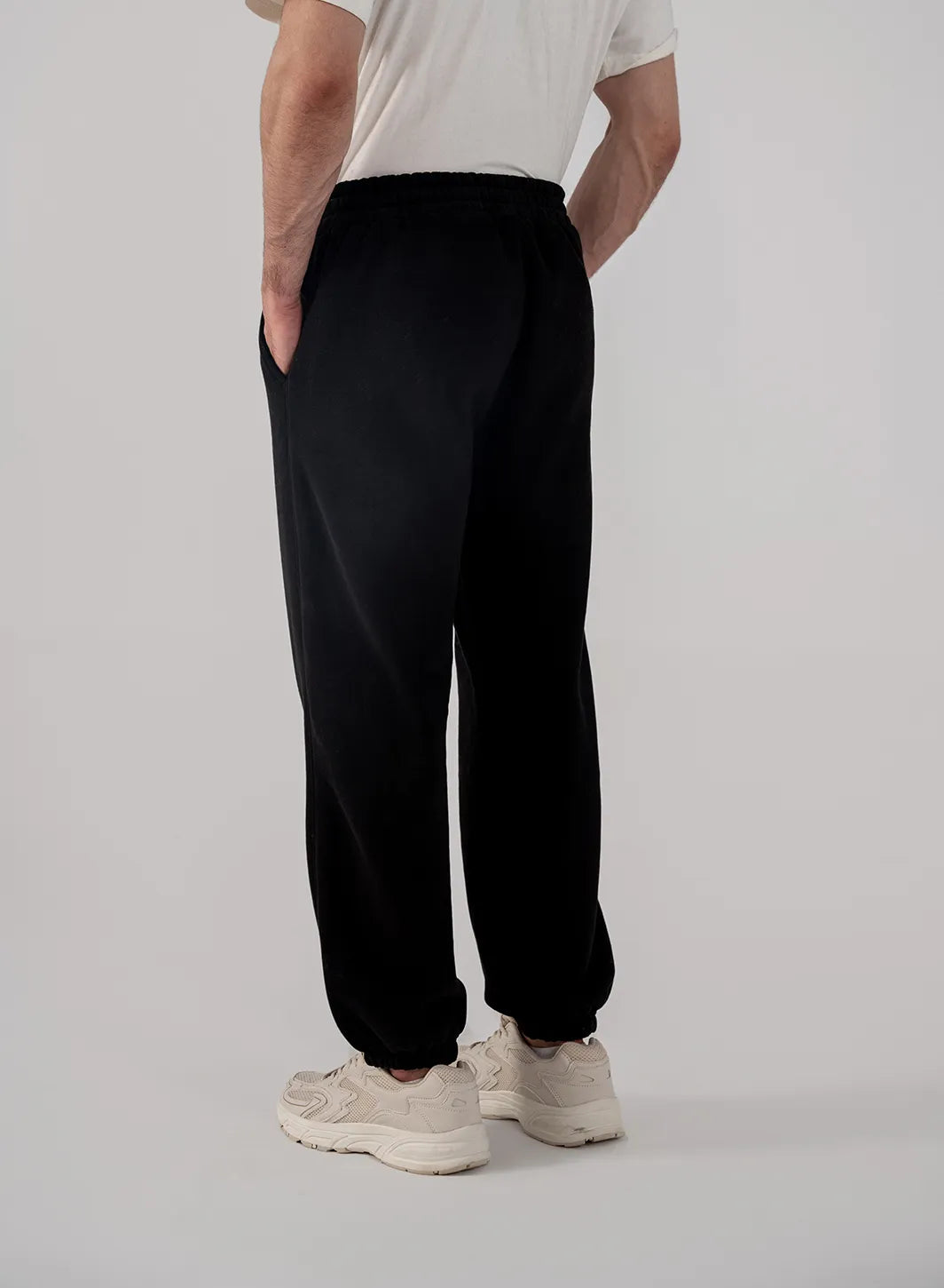 Men's Fleece Elasticated Leg Opening Trousers (Black)
