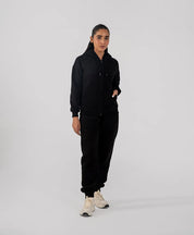 Ladies Fleece Zipper Hoodie (Black)