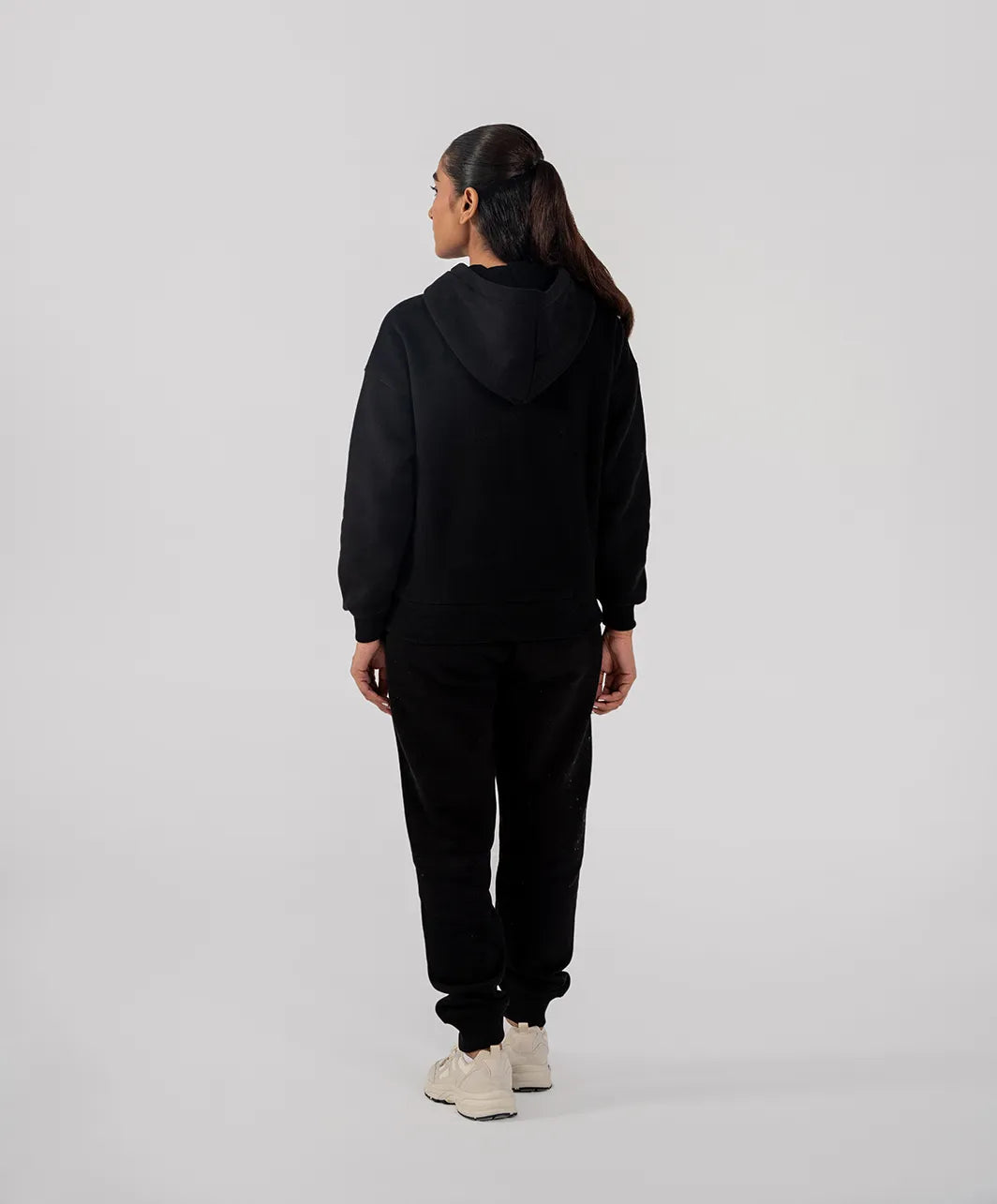 Ladies Fleece Zipper Hoodie (Black)