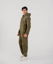 Men's Fleece Zipper Hoodie (Olive Green)