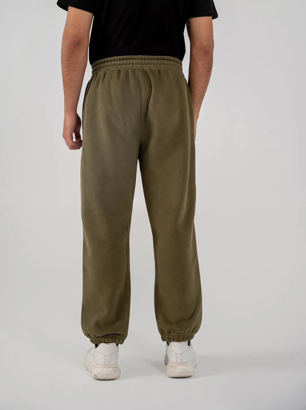 Men's Fleece Elasticated Leg Opening Trousers (Olive Green)