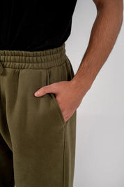 Men's Fleece Elasticated Leg Opening Trousers (Olive Green)