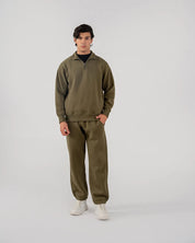 Men's Fleece Half Zipper (Olive Green)