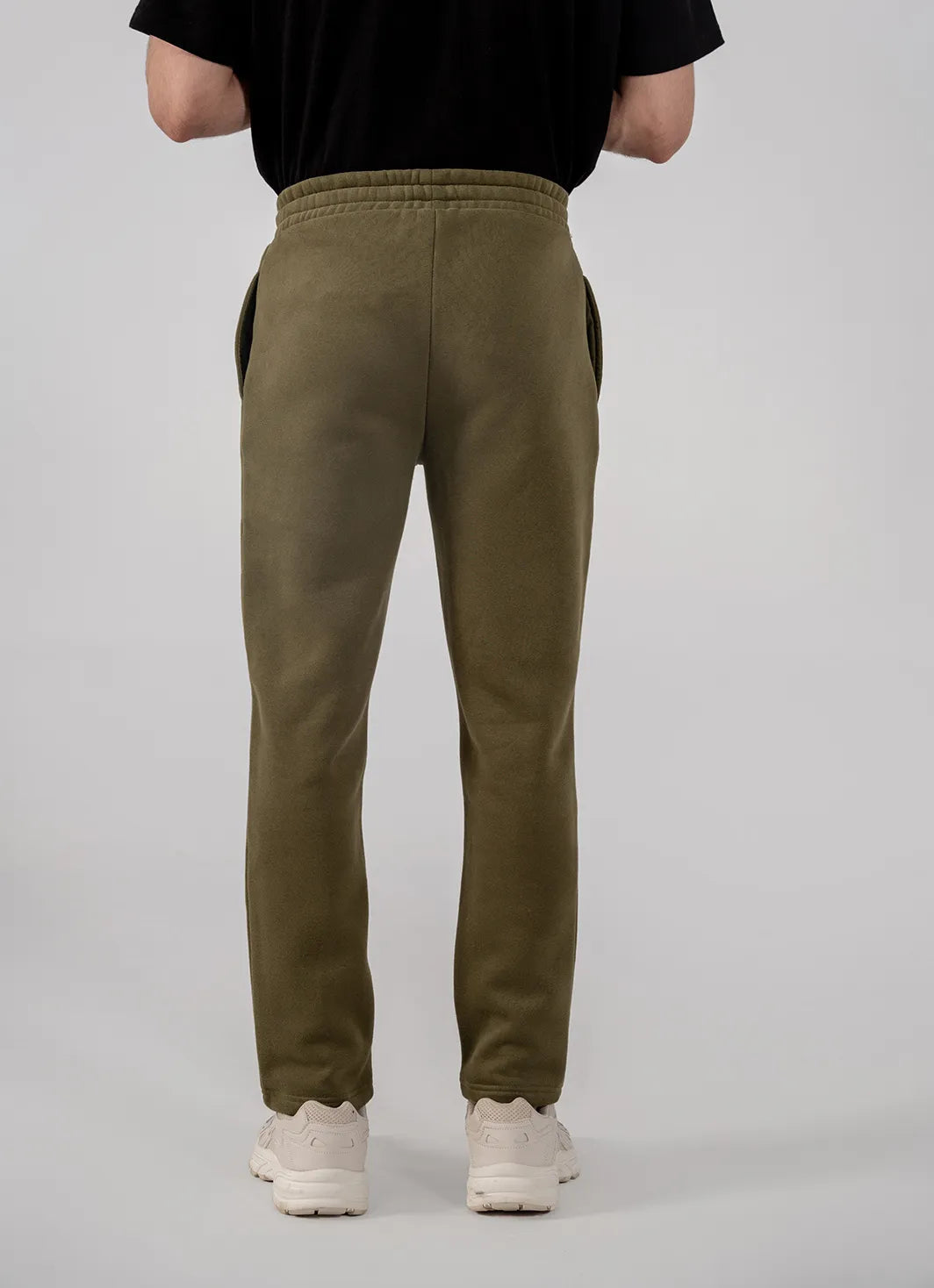 Men's Fleece Straight Cut Trousers (Olive Green)