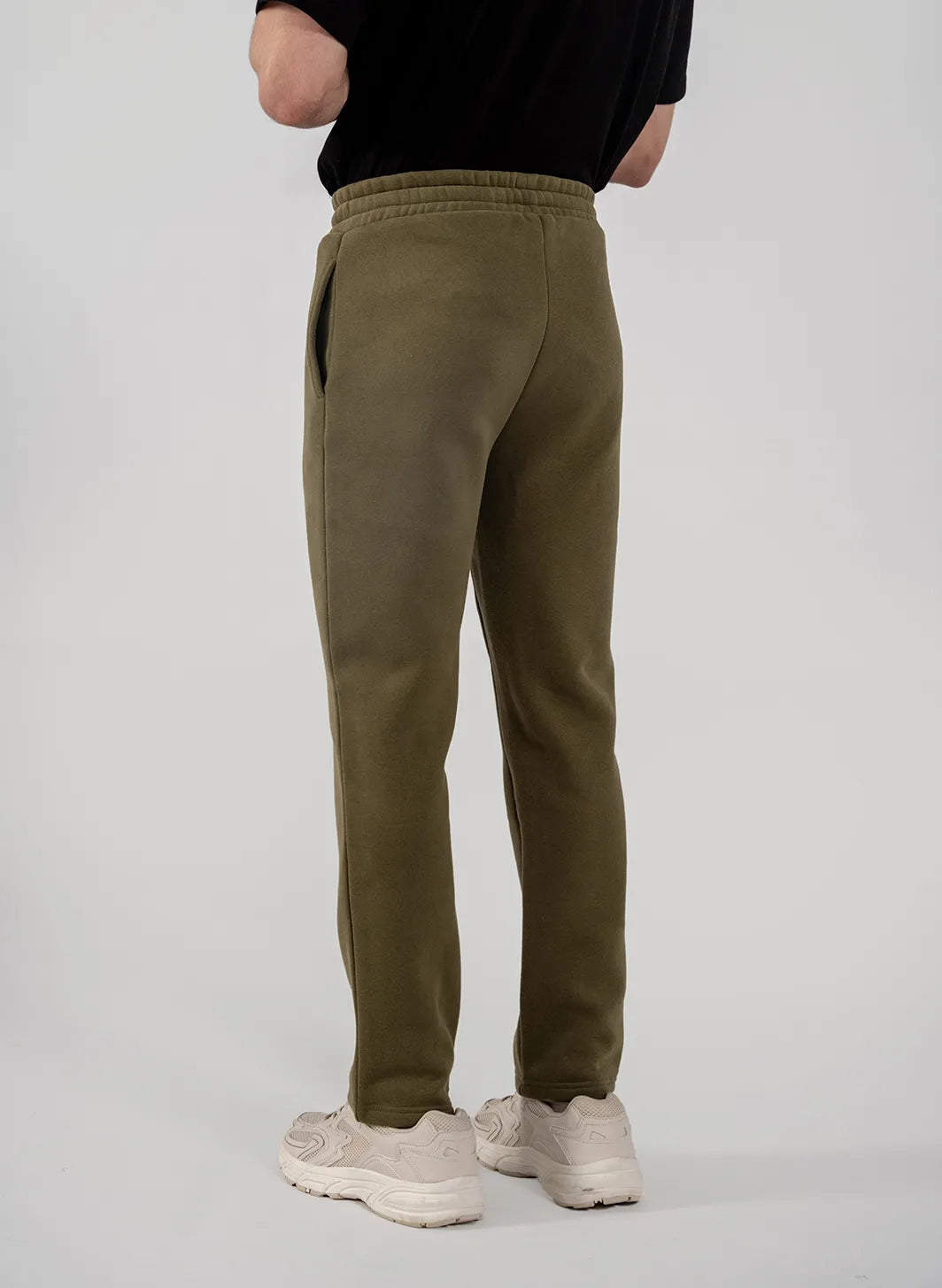 Men's Fleece Straight Cut Trousers (Olive Green)