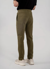 Men's Fleece Straight Cut Trousers (Olive Green)