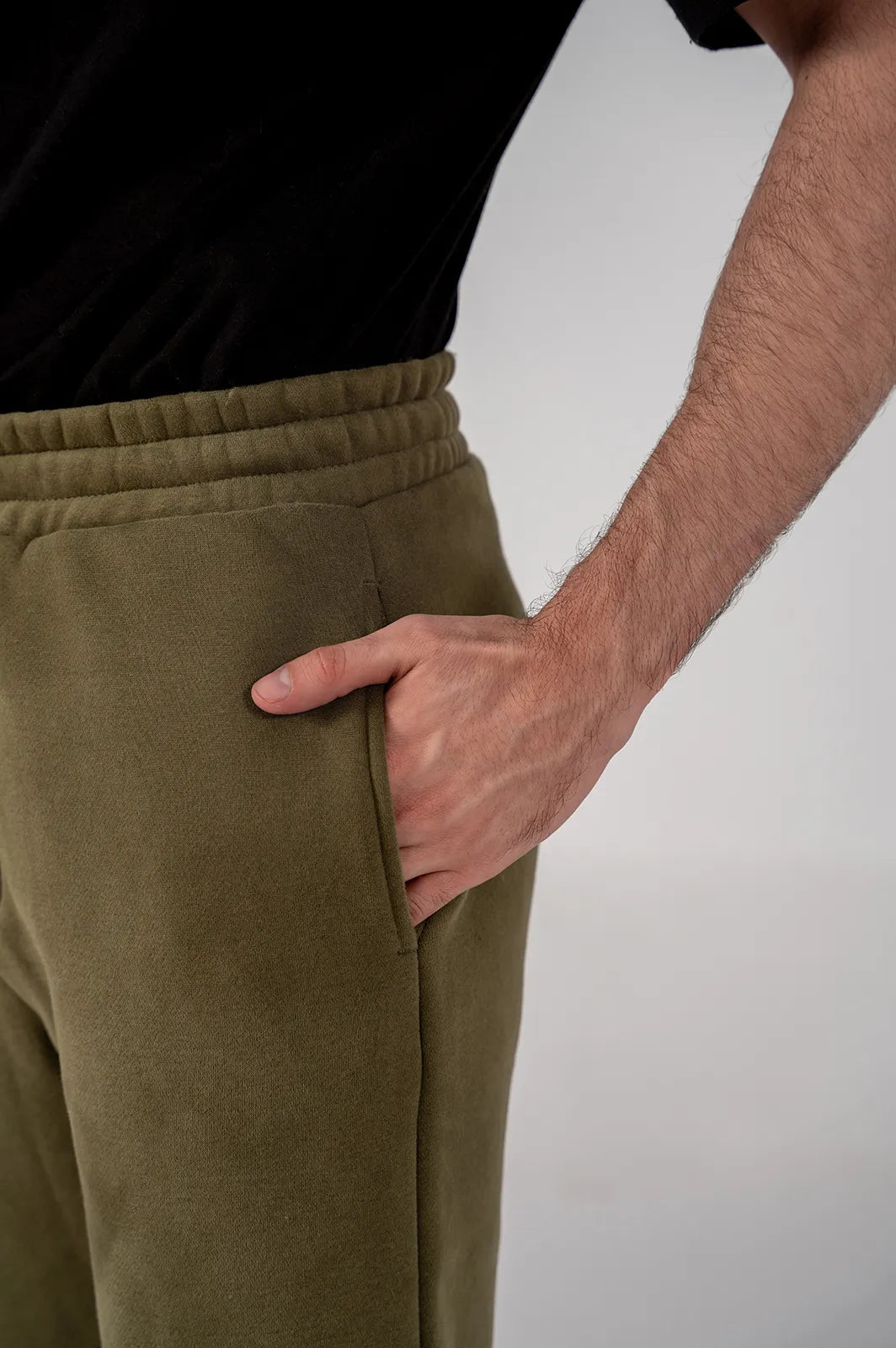 Men's Fleece Straight Cut Trousers (Olive Green)