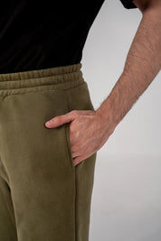 Men's Fleece Straight Cut Trousers (Olive Green)
