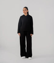 Ladies Slub Terry Hooded Sweatshirt Black