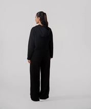 Ladies Slub Terry Hooded Sweatshirt & Trouser (Black)